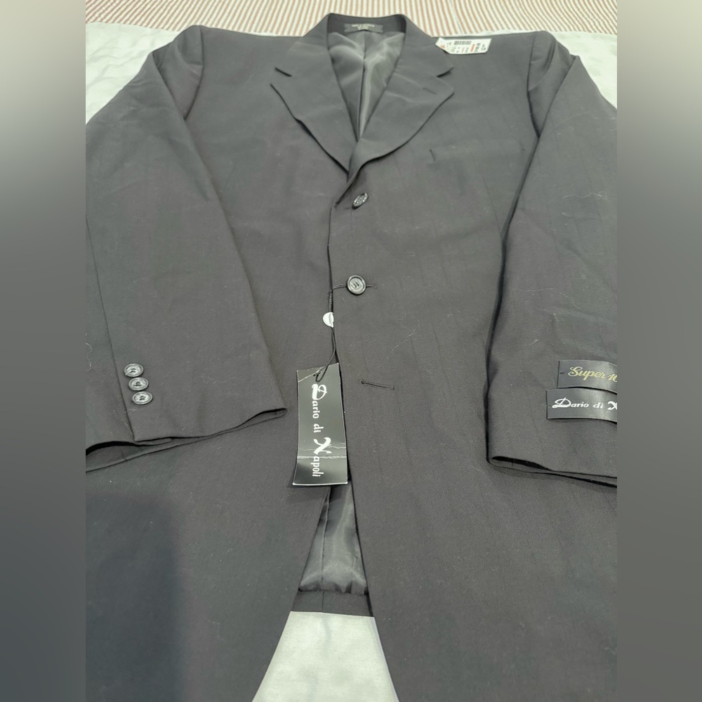 NWT Dario di Napoli Firenze Italy Jacket Black 100%Wool Three Buttons Men’s 48L